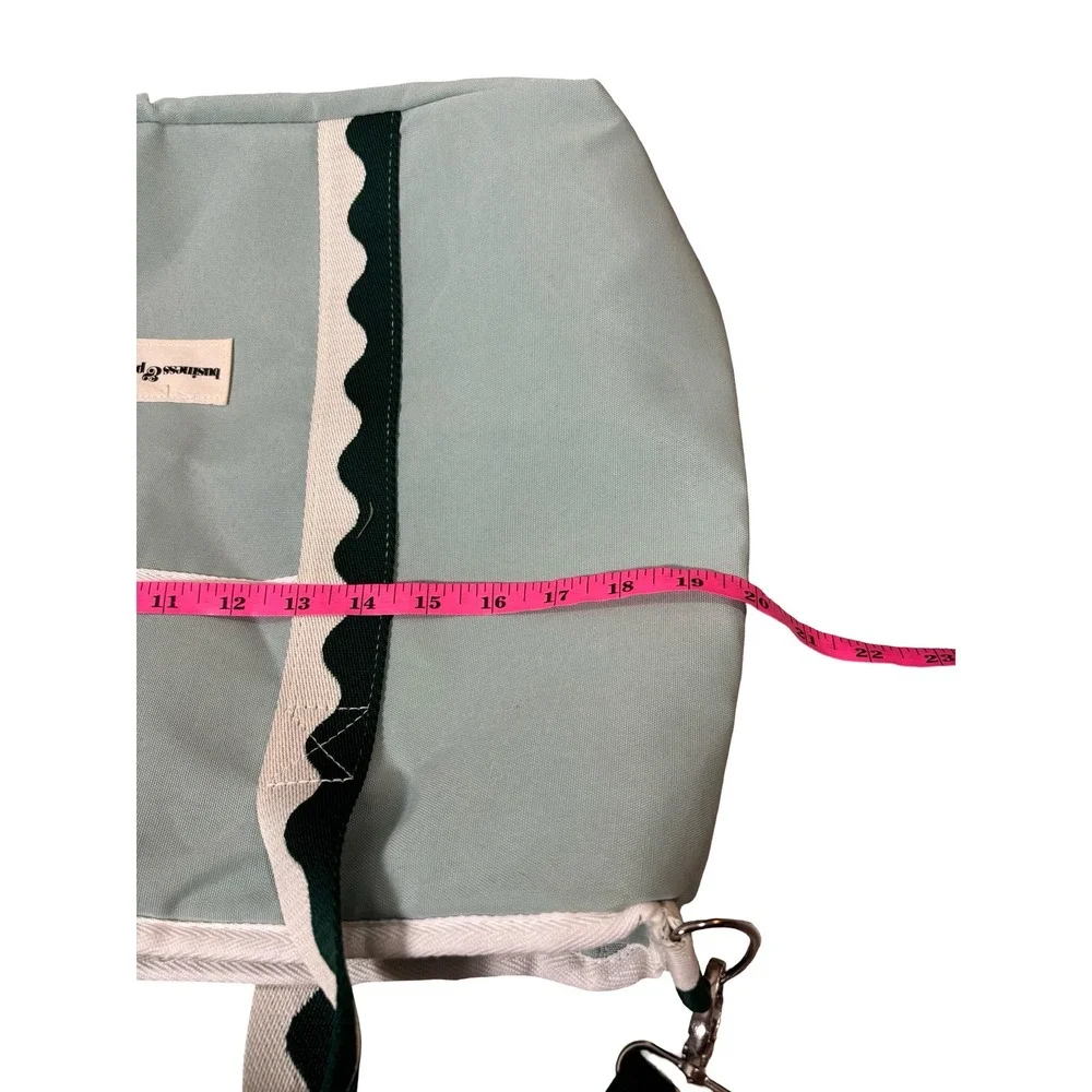 Business & Pleasure Co Cooler Tote Bag Sage Green Scallop Canvas Insulated